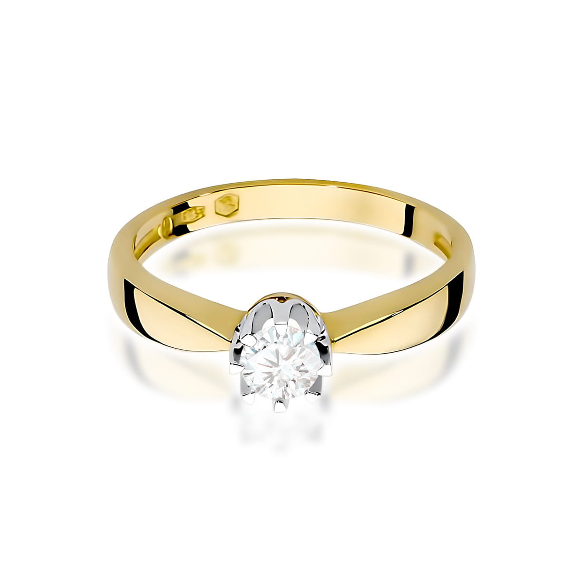 Pierścionek Diament 0,25ct Żółte złoto 375 - obrazek 2