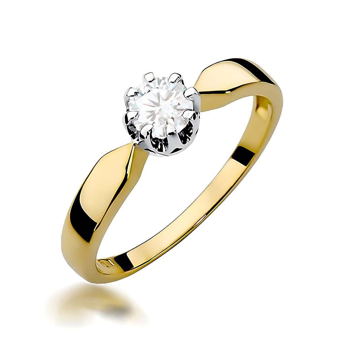 Pierścionek Diament 0,40ct żółte złoto 375