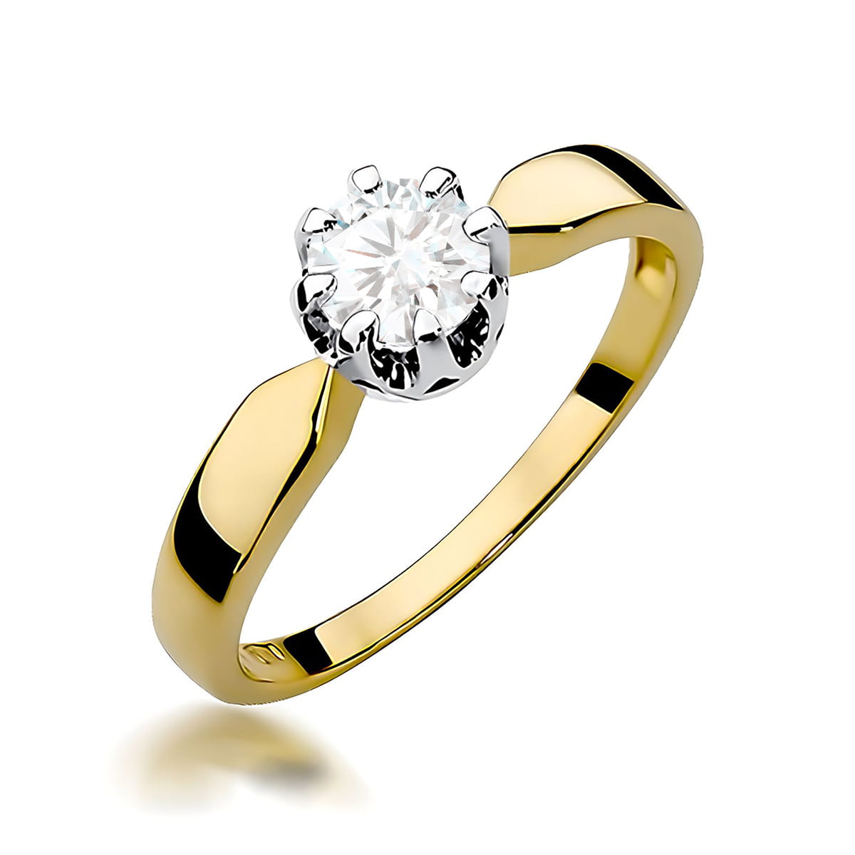 Pierścionek Diament 0,70ct żółte złoto 375