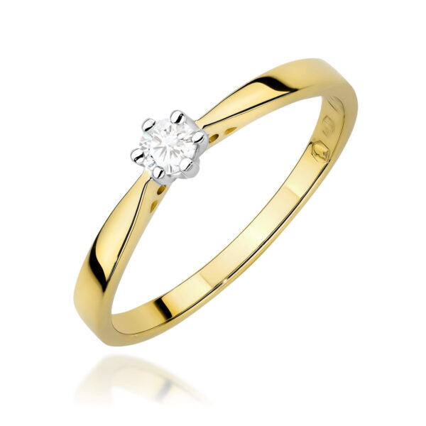 Pierścionek Diament 0,10ct żółte złoto