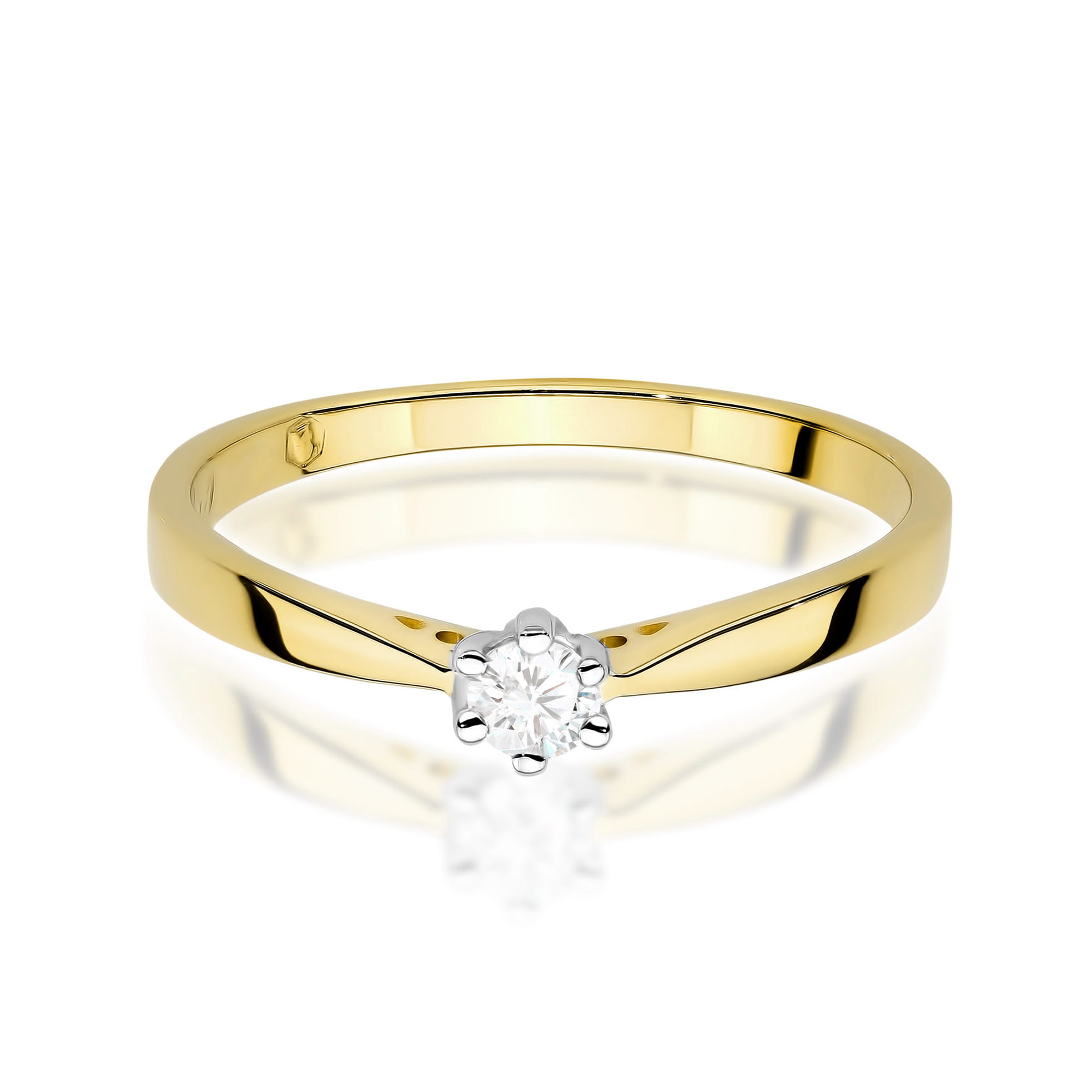 Pierścionek Diament 0,12ct żółte złoto 375 - obrazek 2