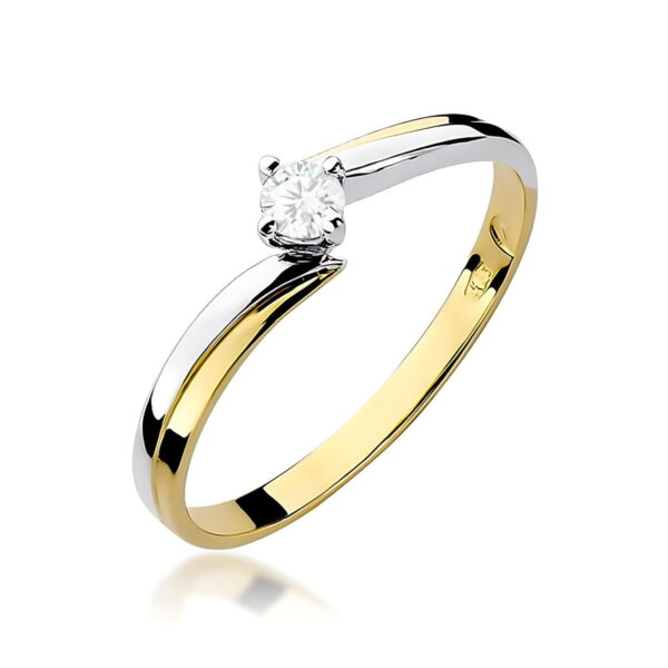 Pierścionek Diament 0,10ct żółte złoto