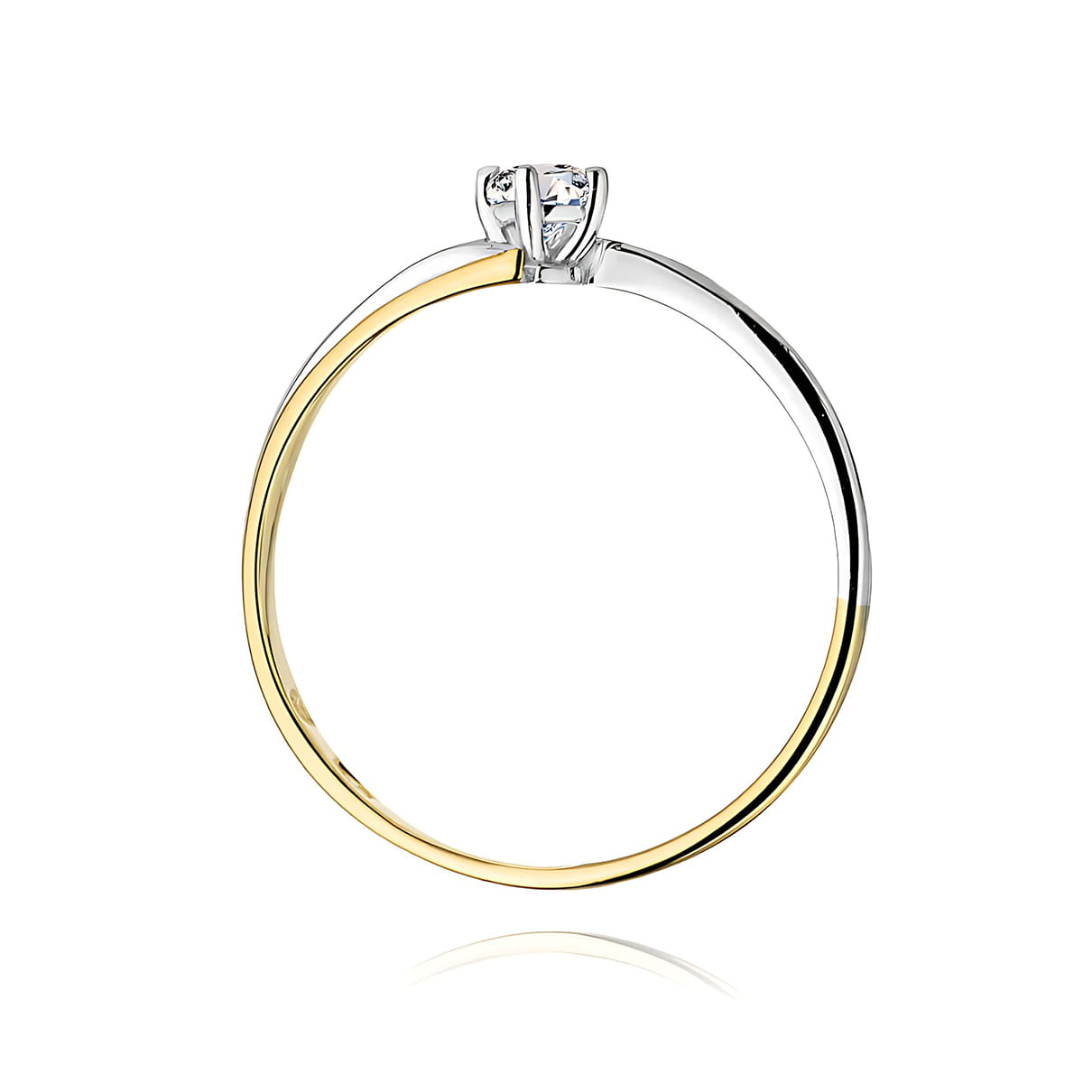 Pierścionek Diament 0,08ct Żółte złoto 375 - obrazek 2