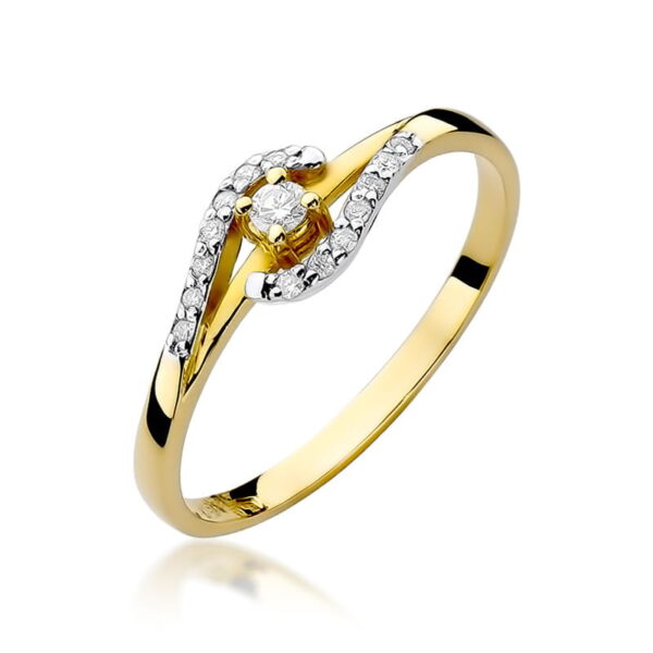 Pierścionek Diament 0,04ct żółte złoto 375