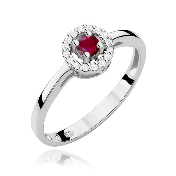 Pierścionek Rubin 0,15ct białe złoto