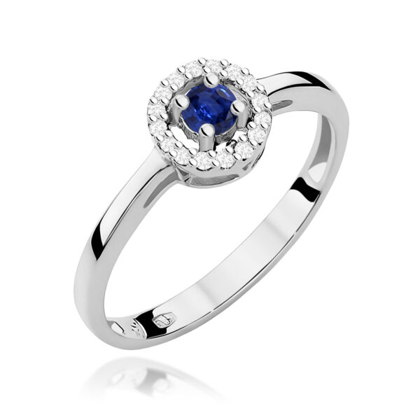 Pierścionek Szafir 0,15ct białe złoto