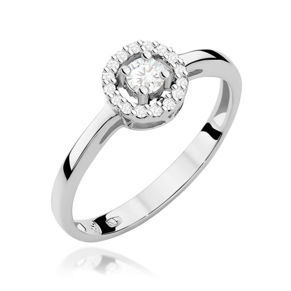 Pierścionek Diament 0,12ct Białe złoto 375