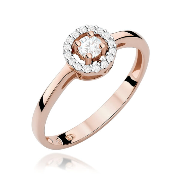 Pierścionek Diament 0,12ct różowe złoto