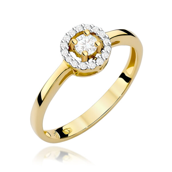 Pierścionek Diament 0,12ct żółte złoto