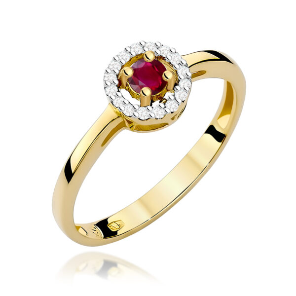 Pierścionek Rubin 0,15ct żółte złoto