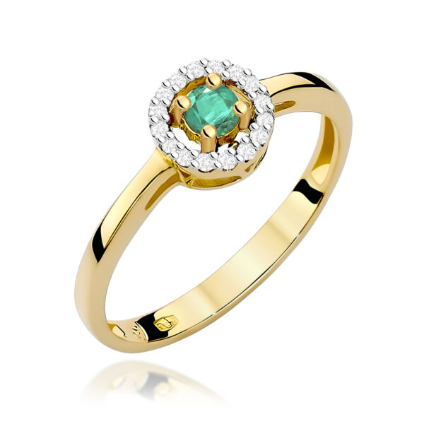Pierścionek Szmaragd 0,15ct żółte złoto 375