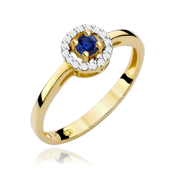 Pierścionek Szafir 0,15ct żółte złoto 375