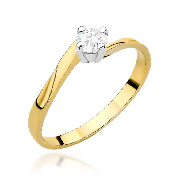 Pierścionek Diament 0,20ct żółte złoto 375