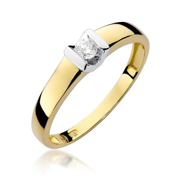 Pierścionek Diament 0,10ct żółte złoto