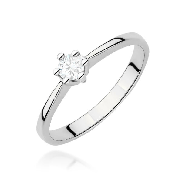 Pierścionek Diament 0,15ct białe złoto 375