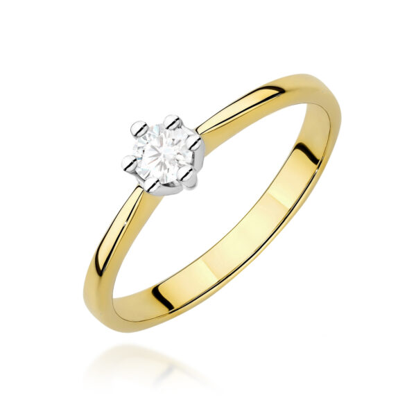 Pierścionek Diament Laboratoryjny 0,15ct żółte złoto 375