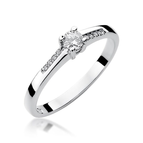 Pierścionek Diament 0,15ct białe złoto 375