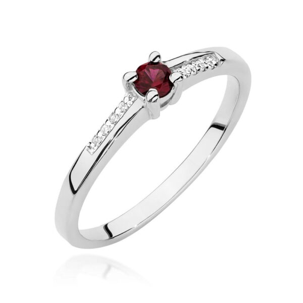 Pierścionek Rubin 0,15ct białe złoto 375