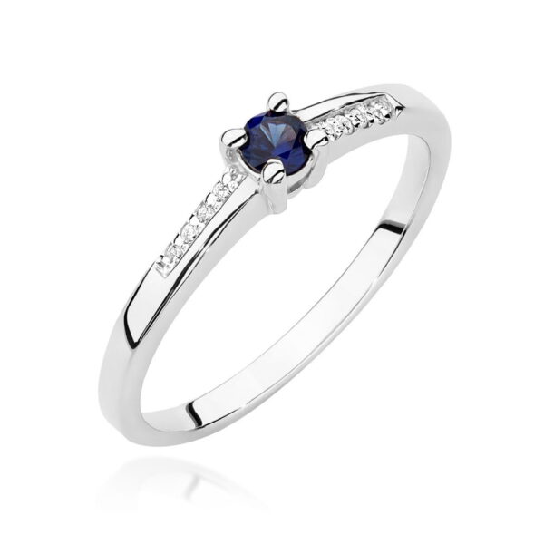 Pierścionek Szafir 0,15ct białe złoto 375