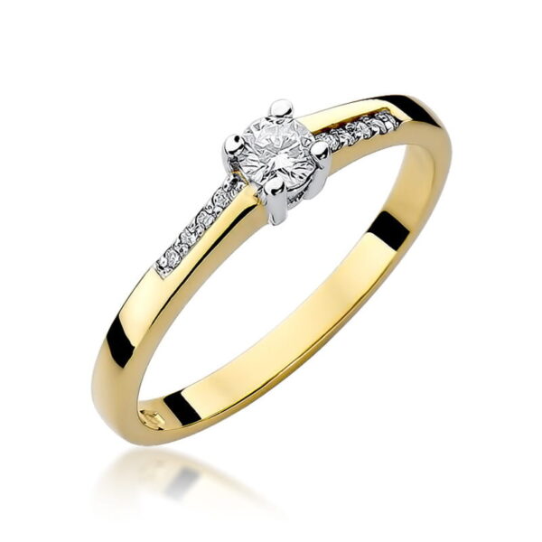 Pierścionek Diament 0,15ct żółte złoto