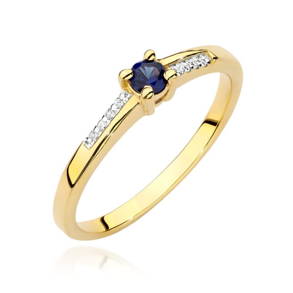 Pierścionek Szafir 0,15ct żółte złoto