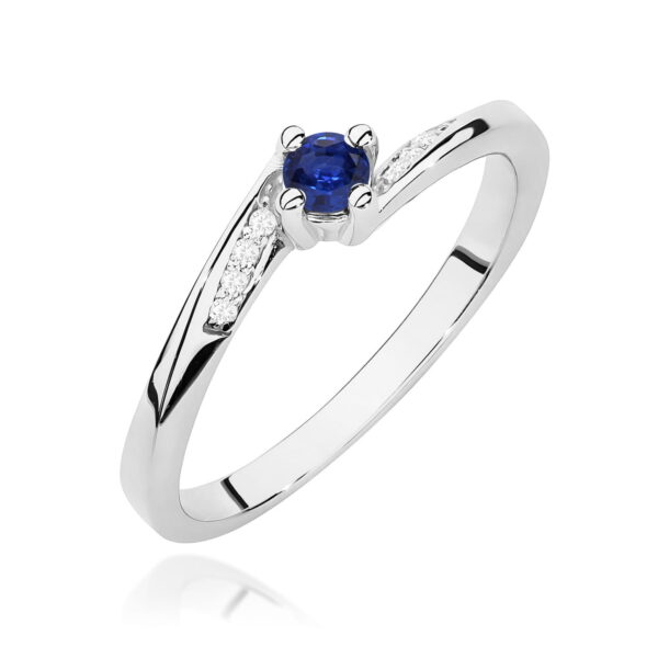 Pierścionek Szafir 0,15ct białe złoto
