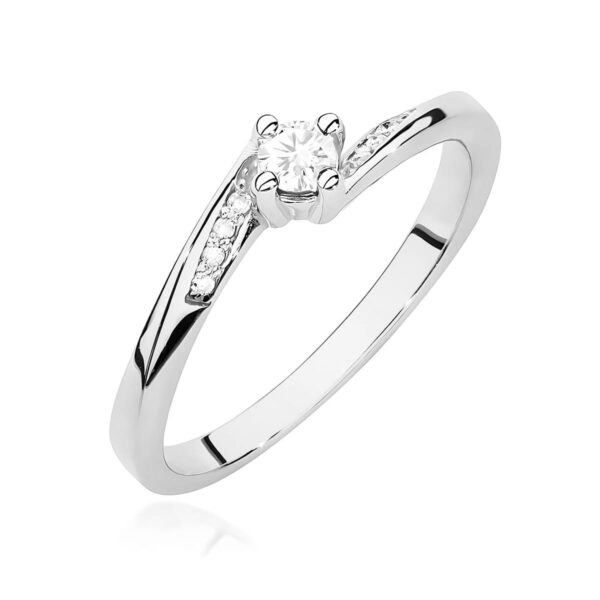 Pierścionek Diament 0,10ct białe złoto 375