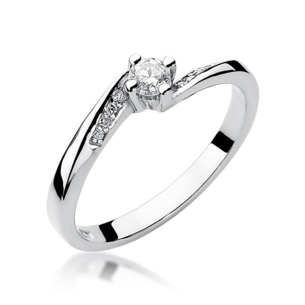 Pierścionek Diament 0,15ct Białe złoto 375