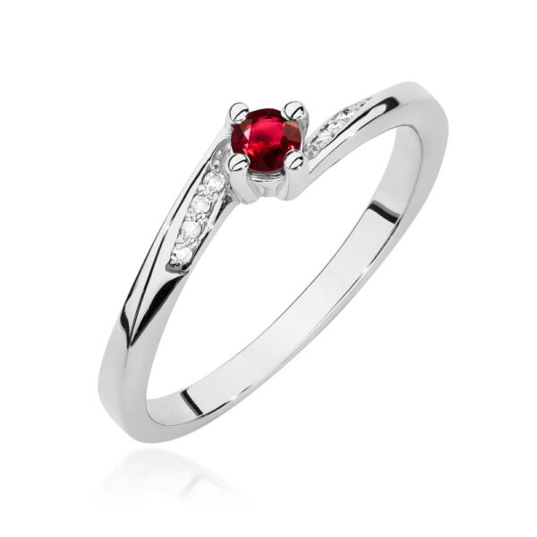 Pierścionek Rubin 0,15ct białe złoto 375