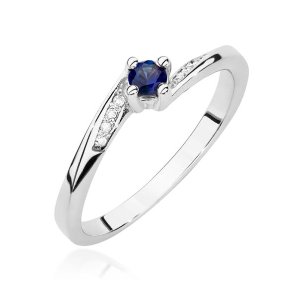 Pierścionek Szafir 0,15ct białe złoto 375