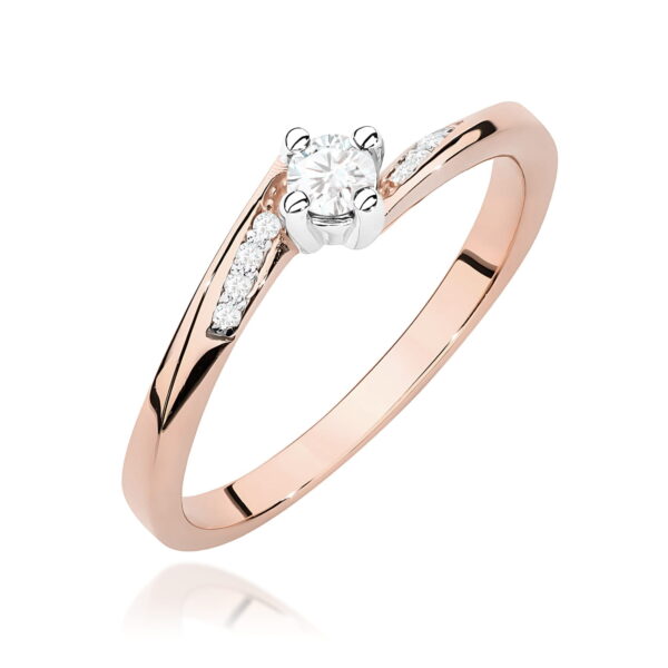 Pierścionek Diament 0,15ct różowe złoto