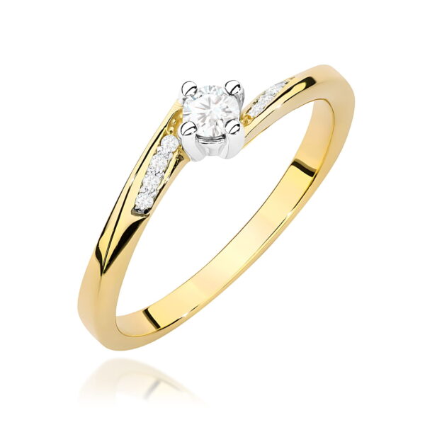 Pierścionek Diament 0,10ct żółte złoto
