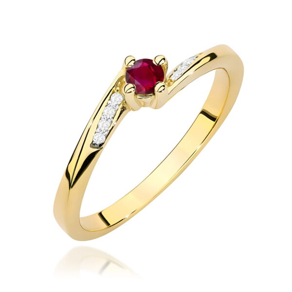 Pierścionek Rubin 0,15ct żółte złoto