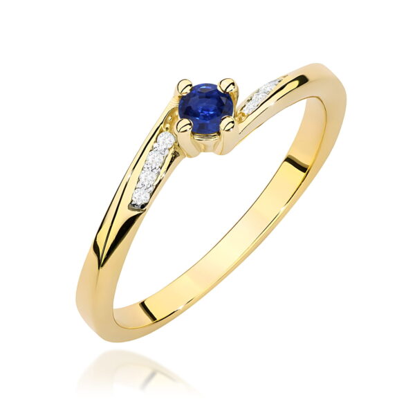 Pierścionek Szafir 0,15ct żółte złoto