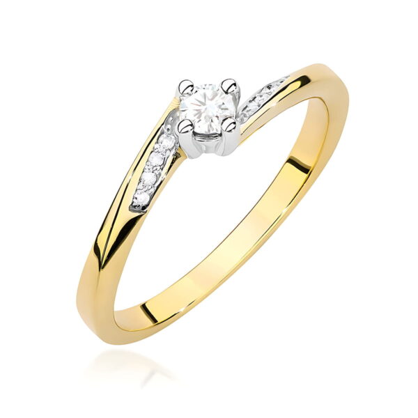 Pierścionek Diament 0,10ct żółte złoto 375