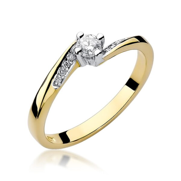Pierścionek Diament 0,15ct Żółte złoto 375