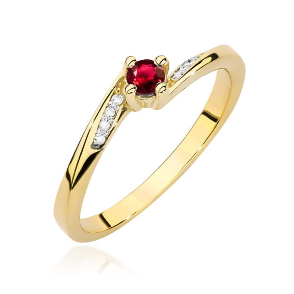 Pierścionek Rubin 0,15ct żółte złoto 375