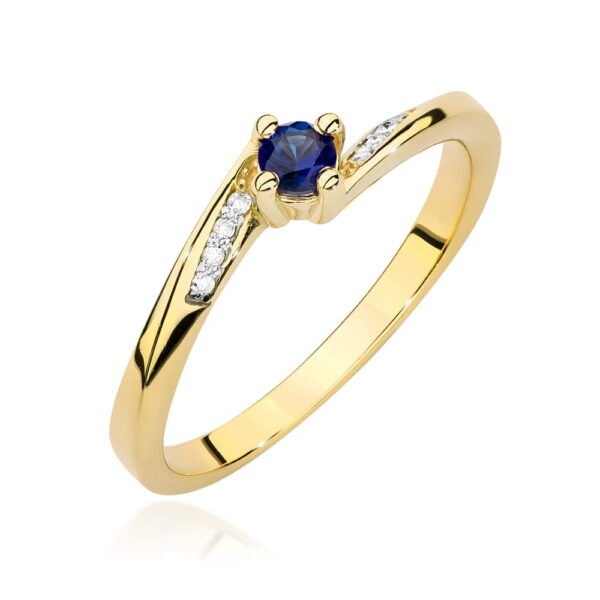 Pierścionek Szafir 0,15ct żółte złoto 375