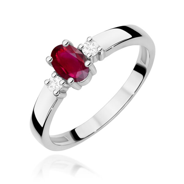 Pierścionek Rubin 0,60ct białe złoto