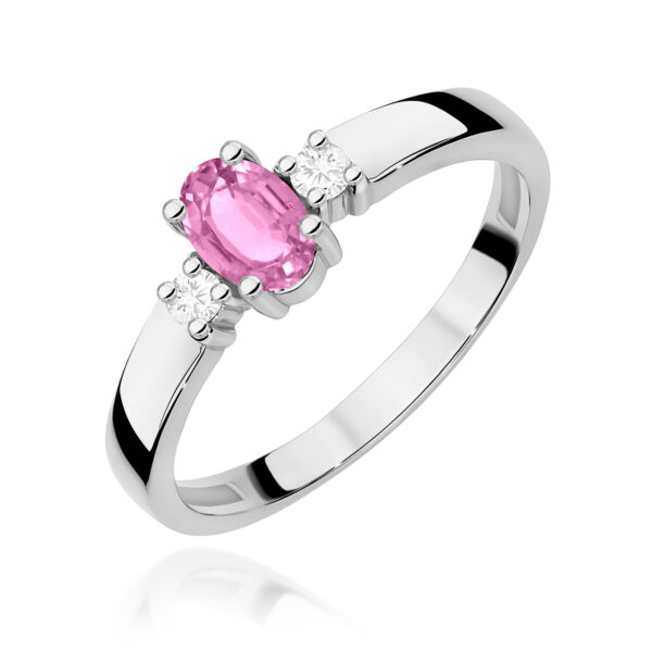 Pierścionek Różowy Szafir 0,45ct białe złoto