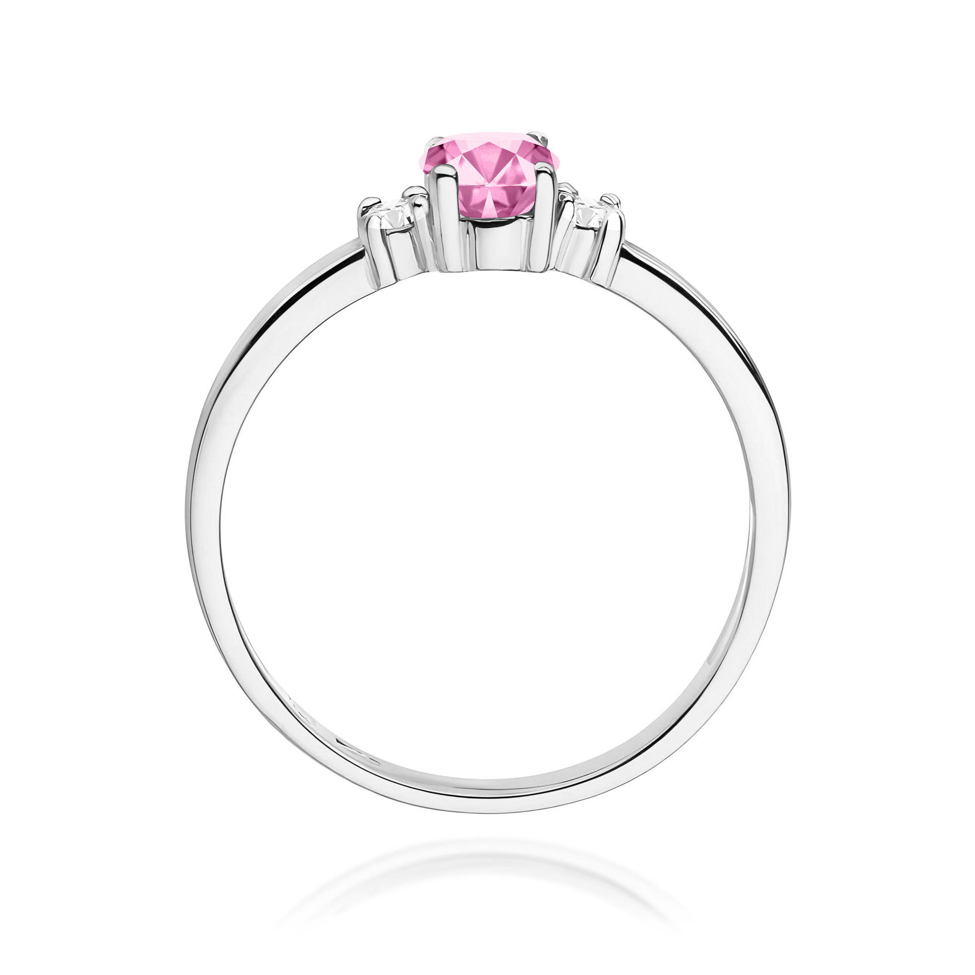 Pierścionek Różowy Szafir 0,45ct białe złoto - obrazek 3