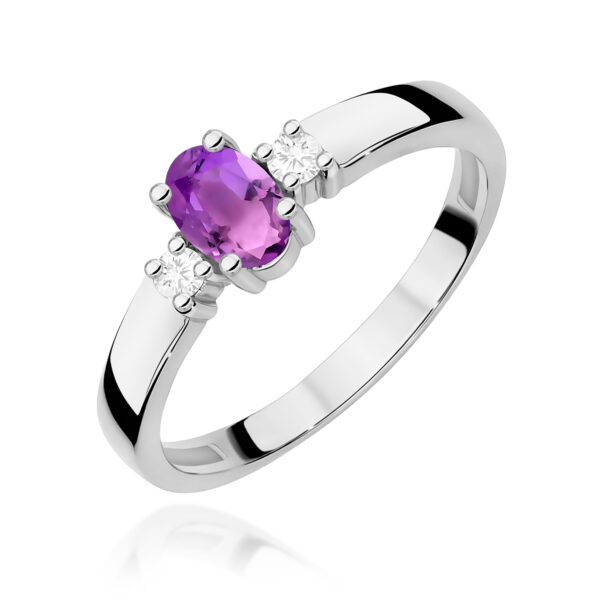 Pierścionek Ametyst 0,40ct białe złoto 375