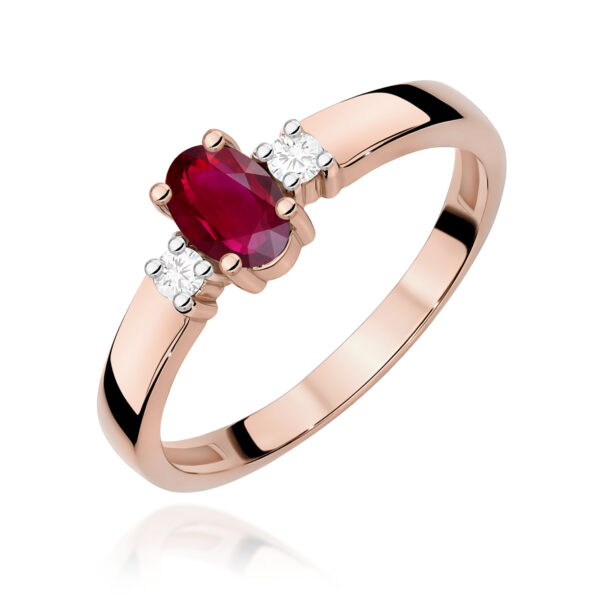 Pierścionek Rubin 0,60ct białe złoto 375