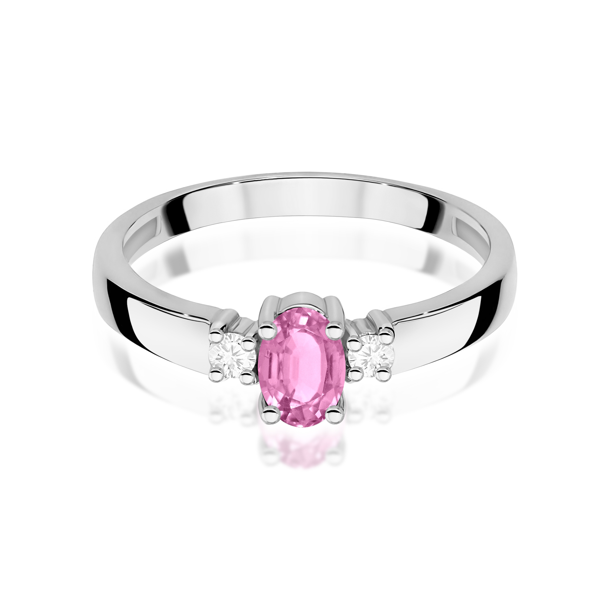 Pierścionek Różowy Szafir 0,45ct białe złoto 375 - obrazek 2