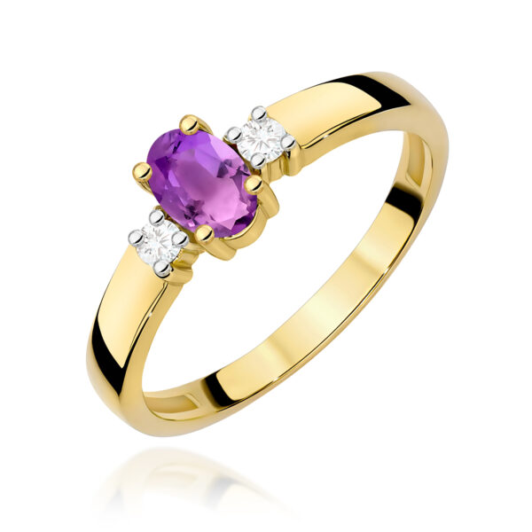 Pierścionek Ametyst 0,40ct żółte złoto