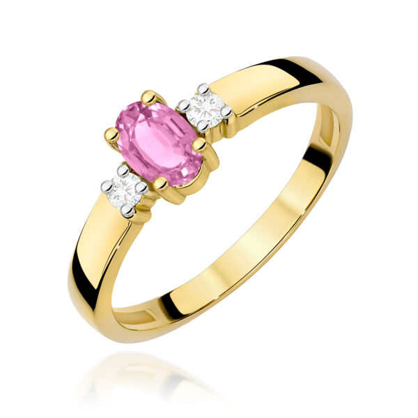 Pierścionek Różowy Szafir 0,45ct żółte złoto