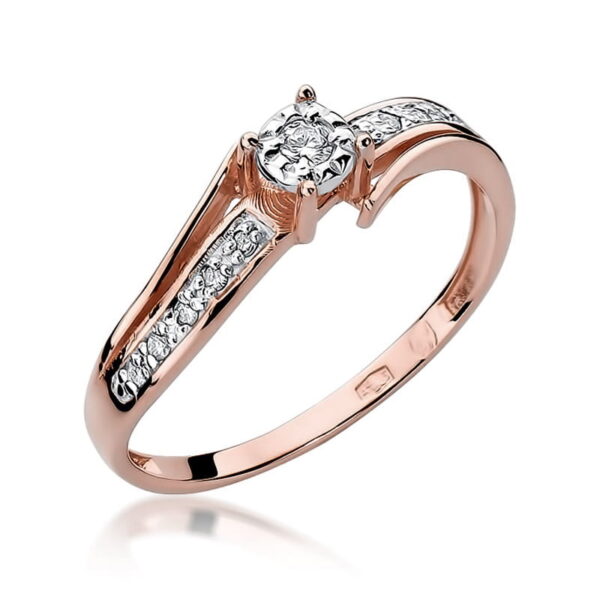 Pierścionek Diament 0,05ct różowe złoto