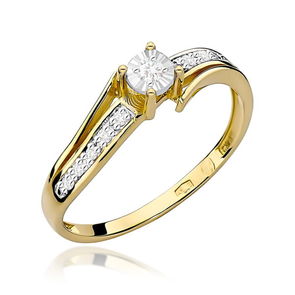 Pierścionek Diament 0,05ct żółte złoto