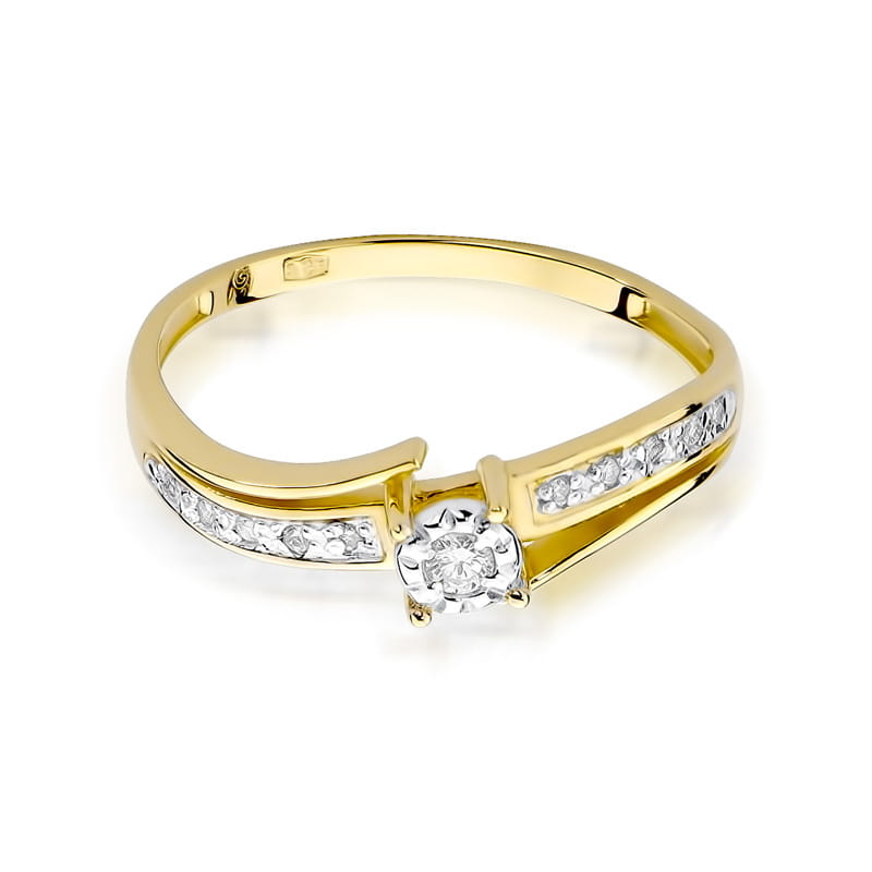 Pierścionek Diament 0,05ct żółte złoto - obrazek 2