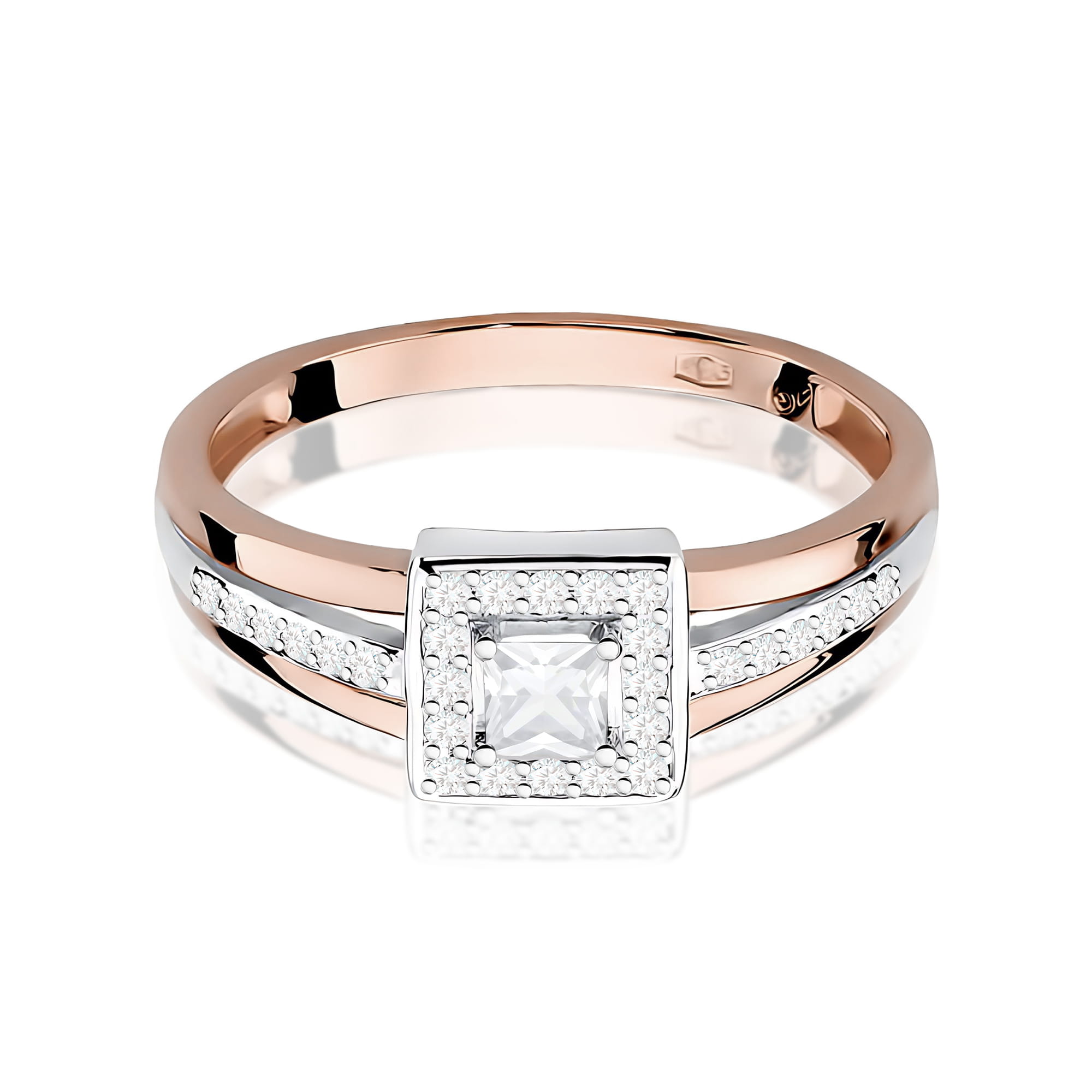 Pierścionek Diament 0,15ct różowe złoto - obrazek 2